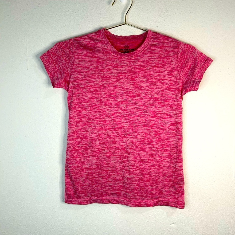 Real Essentials Youth Large Pink Heathered Athletic Tee Quick Dry Activewear